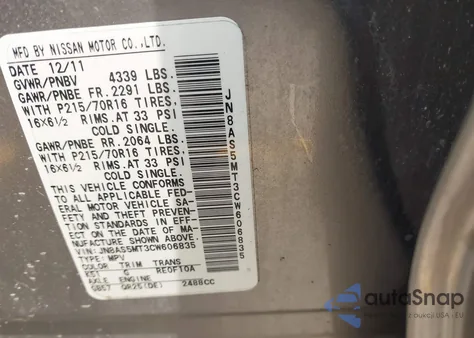 2012 Nissan Rogue S z USA, uszkodzony, nr VIN JN8AS5MT3CW606835